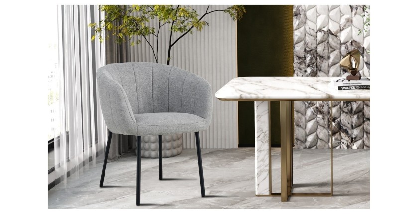Chaise SEVILLE Tissu Gris clair, dimension H79 x L57 x P62, idéal pour votre cuisine ou salle à manger