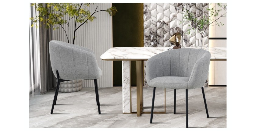 Chaise SEVILLE Tissu Gris clair, dimension H79 x L57 x P62, idéal pour votre cuisine ou salle à manger