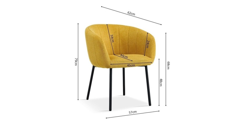 Chaise SEVILLE Tissu Jaune, dimension H79 x L57 x P62, idéal pour votre cuisine ou salle à manger