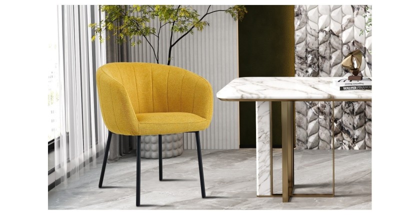 Chaise SEVILLE Tissu Jaune, dimension H79 x L57 x P62, idéal pour votre cuisine ou salle à manger
