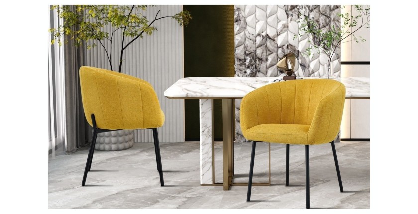 Chaise SEVILLE Tissu Jaune, dimension H79 x L57 x P62, idéal pour votre cuisine ou salle à manger