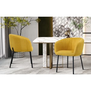 Chaise SEVILLE Tissu Jaune, dimension H79 x L57 x P62, idéal pour votre cuisine ou salle à manger