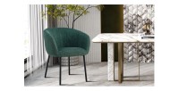 Chaise SEVILLE Tissu Vert, dimension H79 x L57 x P62, idéal pour votre cuisine ou salle à manger