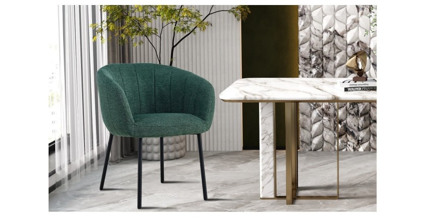 Chaise SEVILLE Tissu Vert, dimension H79 x L57 x P62, idéal pour votre cuisine ou salle à manger