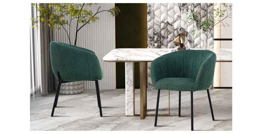 Chaise SEVILLE Tissu Vert, dimension H79 x L57 x P62, idéal pour votre cuisine ou salle à manger