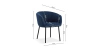 Chaise SEVILLE Tissu Bleu, dimension H79 x L57 x P62, idéal pour votre cuisine ou salle à manger