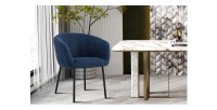 Chaise SEVILLE Tissu Bleu, dimension H79 x L57 x P62, idéal pour votre cuisine ou salle à manger