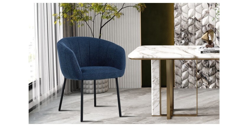 Chaise SEVILLE Tissu Bleu, dimension H79 x L57 x P62, idéal pour votre cuisine ou salle à manger