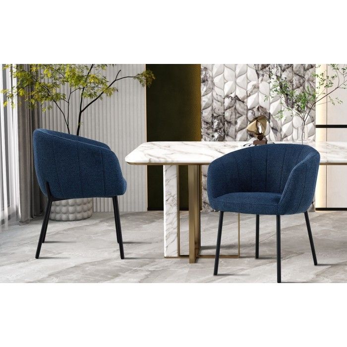 Chaise SEVILLE Tissu Bleu, dimension H79 x L57 x P62, idéal pour votre cuisine ou salle à manger