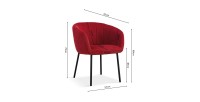 Chaise SEVILLE Tissu Rouge, dimension H79 x L57 x P62, idéal pour votre cuisine ou salle à manger