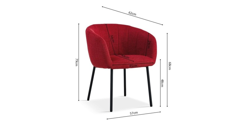 Chaise SEVILLE Tissu Rouge, dimension H79 x L57 x P62, idéal pour votre cuisine ou salle à manger
