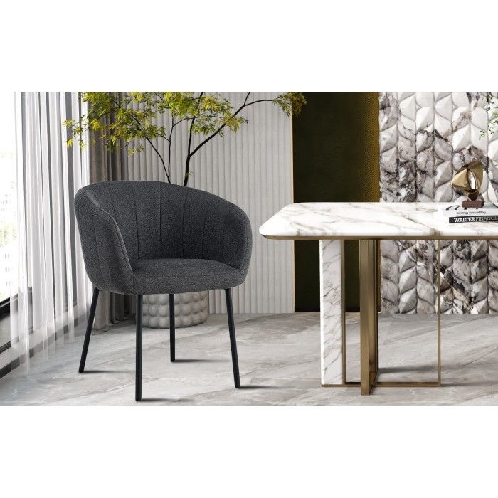 Chaise SEVILLE Tissu Gris foncé, dimension H79 x L57 x P62, idéal pour votre cuisine ou salle à manger