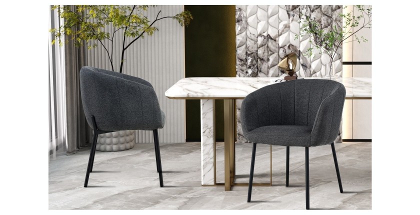Chaise SEVILLE Tissu Gris foncé, dimension H79 x L57 x P62, idéal pour votre cuisine ou salle à manger
