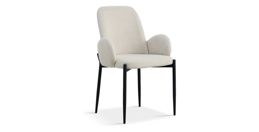Chaise BALBOA Tissu Bouclé Beige, dimension H88 x L60 x P57, idéal pour votre cuisine ou salle à manger