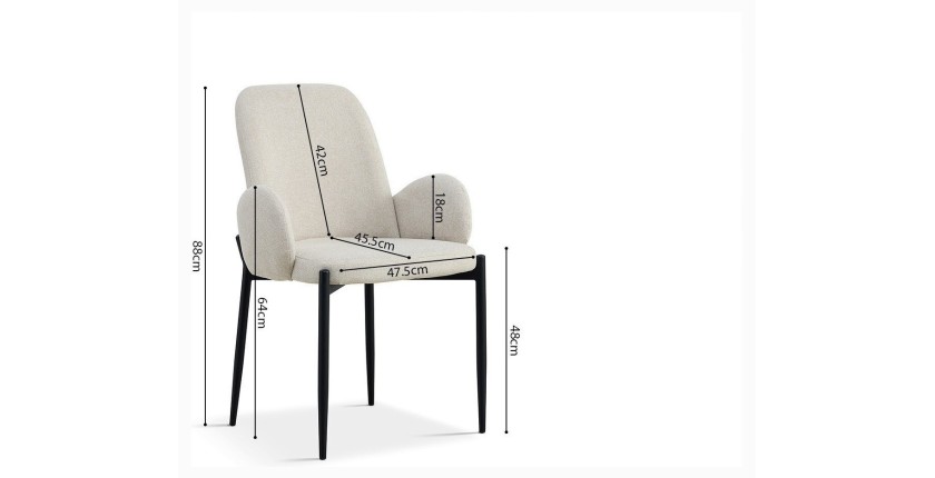 Chaise BALBOA Tissu Bouclé Beige, dimension H88 x L60 x P57, idéal pour votre cuisine ou salle à manger