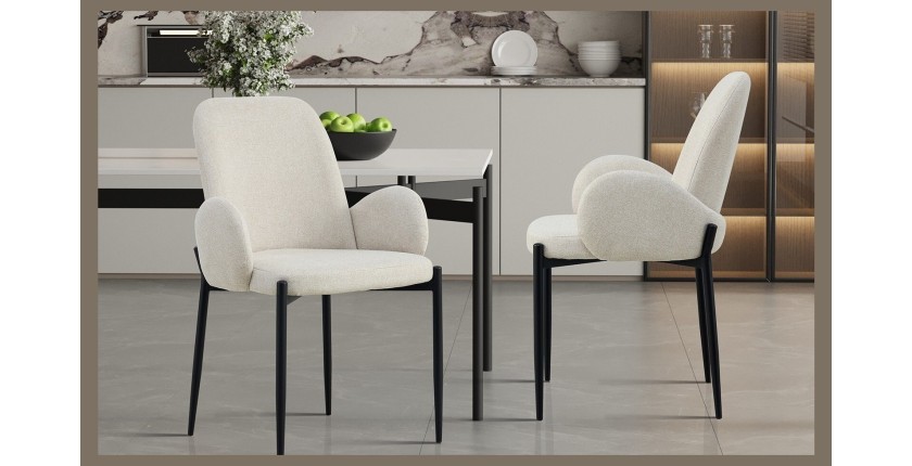Chaise BALBOA Tissu Bouclé Beige, dimension H88 x L60 x P57, idéal pour votre cuisine ou salle à manger
