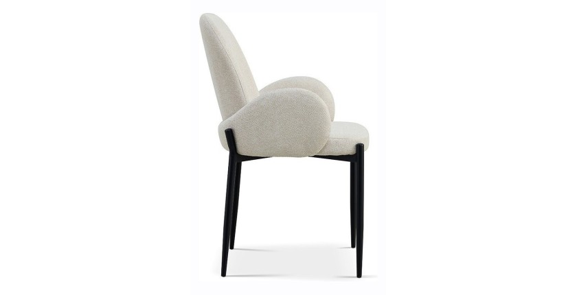 Chaise BALBOA Tissu Bouclé Beige, dimension H88 x L60 x P57, idéal pour votre cuisine ou salle à manger
