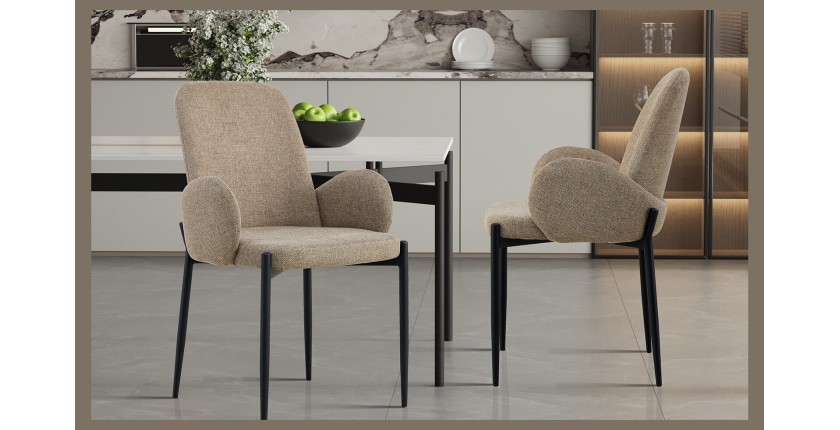 Chaise BALBOA Tissu Bouclé Sable, dimension H88 x L60 x P57, idéal pour votre cuisine ou salle à manger