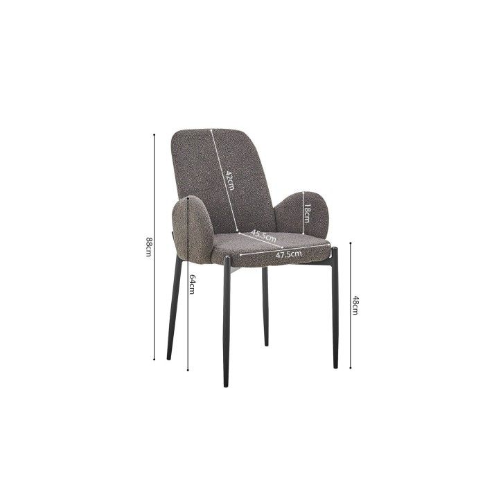 Chaise BALBOA Tissu Bouclé Gris, dimension H88 x L60 x P57, idéal pour votre cuisine ou salle à manger
