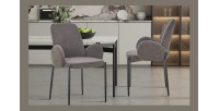Chaise BALBOA Tissu Bouclé Gris, dimension H88 x L60 x P57, idéal pour votre cuisine ou salle à manger