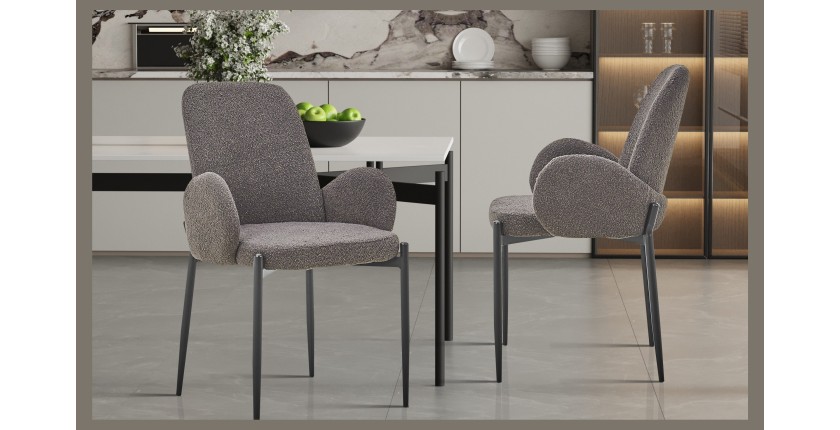 Chaise BALBOA Tissu Bouclé Gris, dimension H88 x L60 x P57, idéal pour votre cuisine ou salle à manger