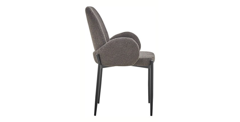 Chaise BALBOA Tissu Bouclé Gris, dimension H88 x L60 x P57, idéal pour votre cuisine ou salle à manger