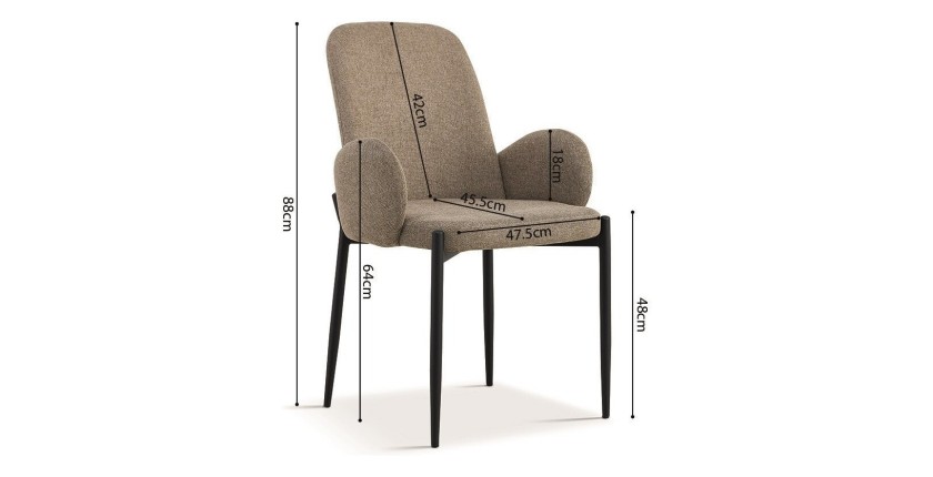 Chaise BALBOA Tissu Sable, dimension H88 x L60 x P57, idéal pour votre cuisine ou salle à manger