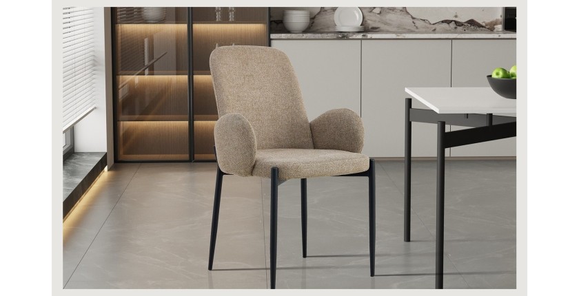 Chaise BALBOA Tissu Sable, dimension H88 x L60 x P57, idéal pour votre cuisine ou salle à manger