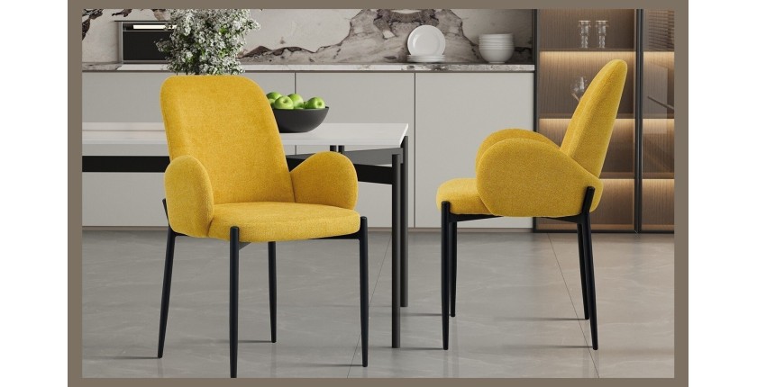 Chaise BALBOA Tissu Jaune, dimension H88 x L60 x P57, idéal pour votre cuisine ou salle à manger