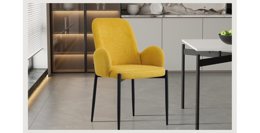 Chaise BALBOA Tissu Jaune, dimension H88 x L60 x P57, idéal pour votre cuisine ou salle à manger