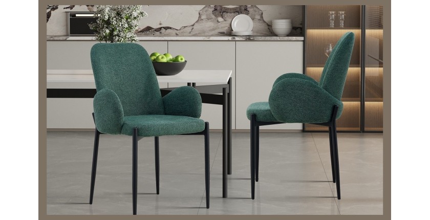 Chaise BALBOA Tissu Vert, dimension H88 x L60 x P57, idéal pour votre cuisine ou salle à manger