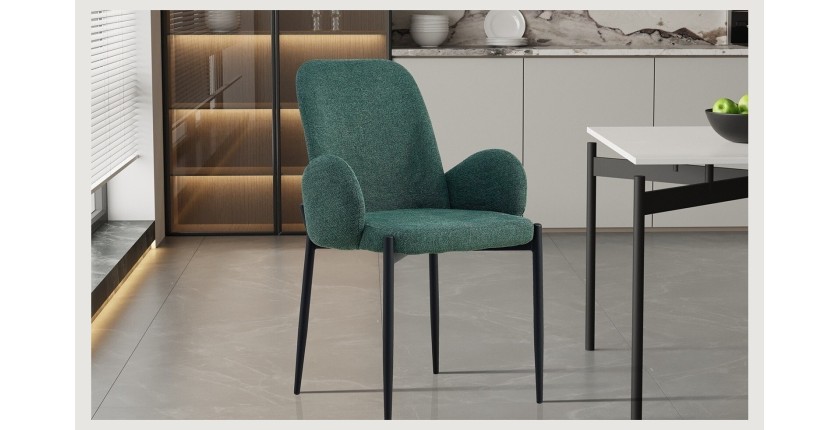 Chaise BALBOA Tissu Vert, dimension H88 x L60 x P57, idéal pour votre cuisine ou salle à manger