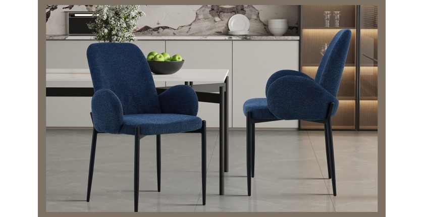 Chaise BALBOA Tissu Bleu, dimension H88 x L60 x P57, idéal pour votre cuisine ou salle à manger