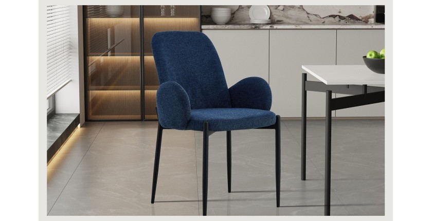 Chaise BALBOA Tissu Bleu, dimension H88 x L60 x P57, idéal pour votre cuisine ou salle à manger