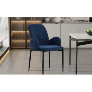 Chaise BALBOA Tissu Bleu, dimension H88 x L60 x P57, idéal pour votre cuisine ou salle à manger