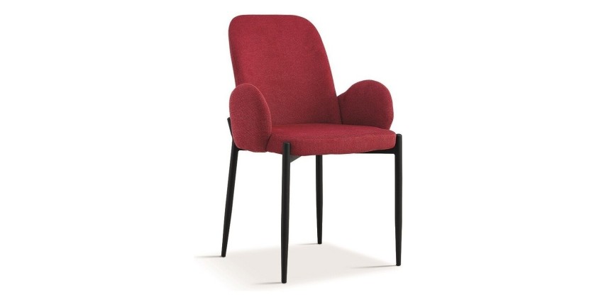 Chaise BALBOA Tissu Rouge, dimension H88 x L60 x P57, idéal pour votre cuisine ou salle à manger