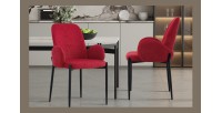 Chaise BALBOA Tissu Rouge, dimension H88 x L60 x P57, idéal pour votre cuisine ou salle à manger
