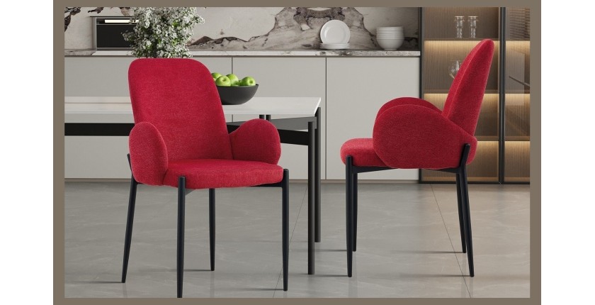 Chaise BALBOA Tissu Rouge, dimension H88 x L60 x P57, idéal pour votre cuisine ou salle à manger