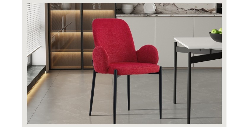 Chaise BALBOA Tissu Rouge, dimension H88 x L60 x P57, idéal pour votre cuisine ou salle à manger