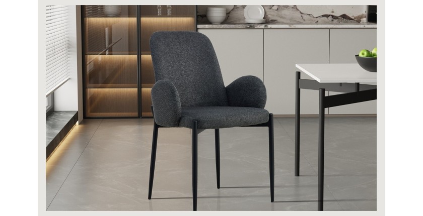 Chaise BALBOA Tissu Gris foncé, dimension H88 x L60 x P57, idéal pour votre cuisine ou salle à manger