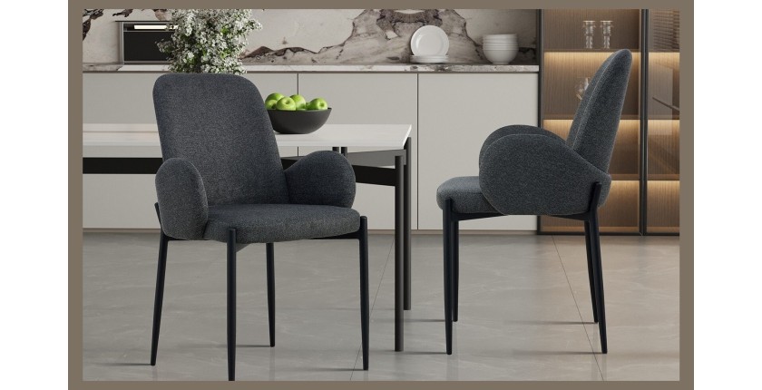 Chaise BALBOA Tissu Gris foncé, dimension H88 x L60 x P57, idéal pour votre cuisine ou salle à manger