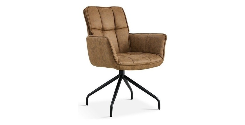 Chaise pivotante en tissu brun clair pour salle à manger. Collection IBIZ