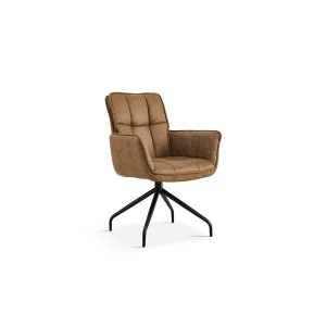 Chaise pivotante en tissu brun clair pour salle à manger. Collection IBIZ