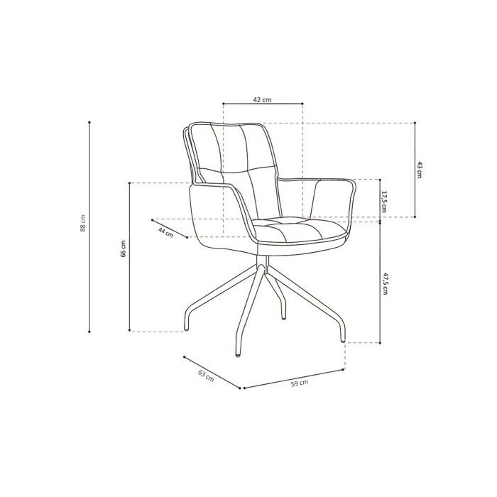 Chaise pivotante en tissu brun clair pour salle à manger. Collection IBIZ