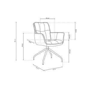 Chaise pivotante en tissu brun clair pour salle à manger. Collection IBIZ