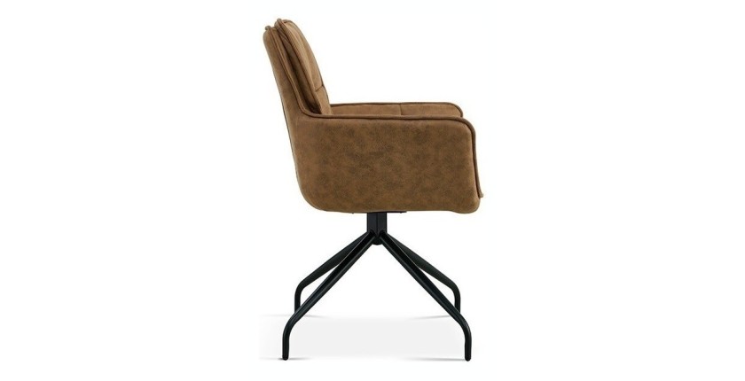 Chaise pivotante en tissu brun clair pour salle à manger. Collection IBIZ