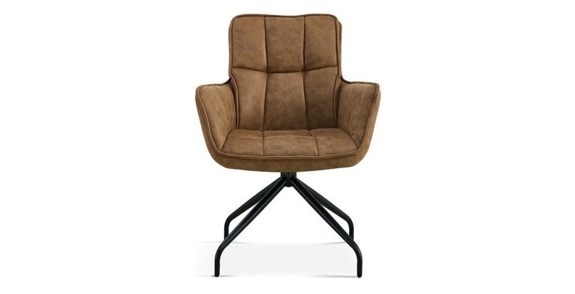 Chaise pivotante en tissu brun clair pour salle à manger. Collection IBIZ
