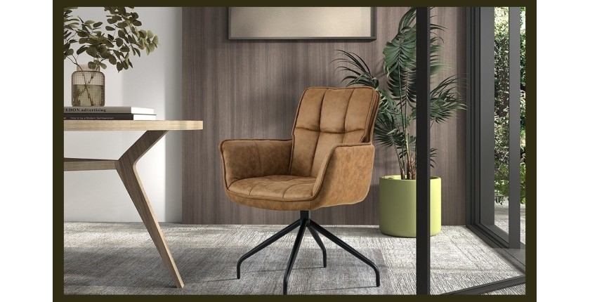 Chaise pivotante en tissu brun clair pour salle à manger. Collection IBIZ