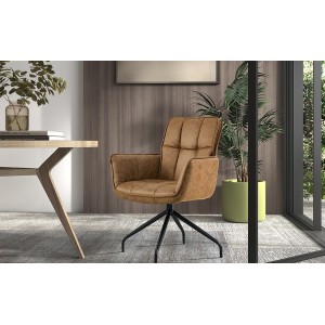 Chaise pivotante en tissu brun clair pour salle à manger. Collection IBIZ