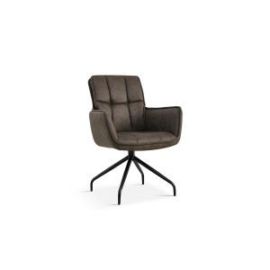 Chaise pivotante en tissu brun gris pour salle à manger. Collection IBIZ